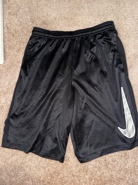 Nike Black Athletic Shorts with White Swoosh